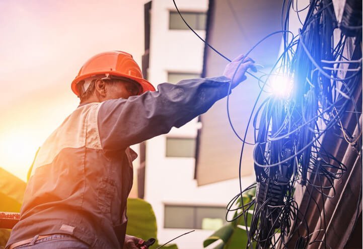 man working with electricity